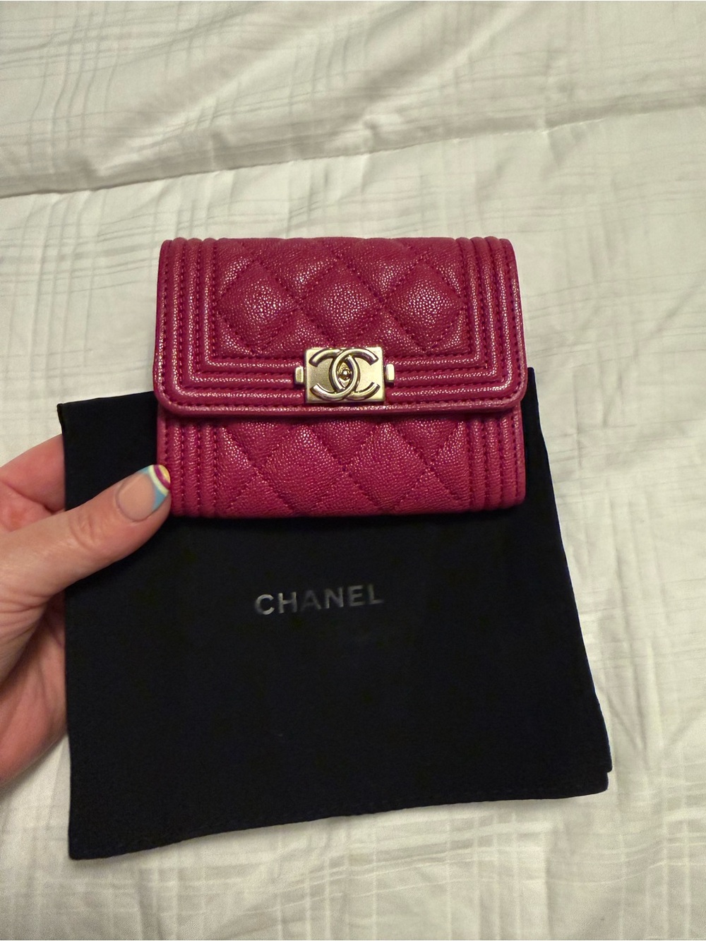 CHANEL Quilted Caviar Boy Wallet